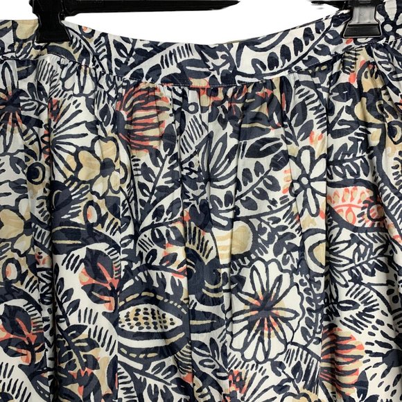 Loft Floral Swing Knee Length Skirt 14P White Lined Side Zipper Cotton - Picture 2 of 4